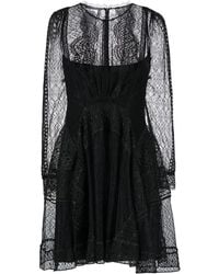 Alberta Ferretti - Lace-Panel Detail Mini Dress - Lyst