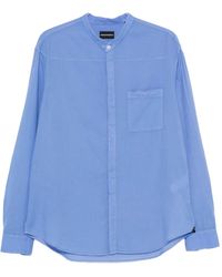 Emporio Armani - Mandarin-Collar Chest-Pocket Shirt - Lyst