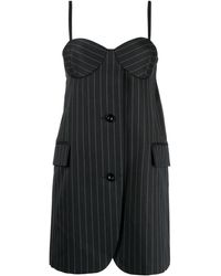 Sacai - Pinstripe Twill-corset Mini Dress - Lyst