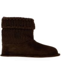 Miu Miu - Suede And Knit Booties - Lyst