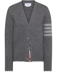 Thom Browne - V-Neck Four-Stripe Cardigan - Lyst