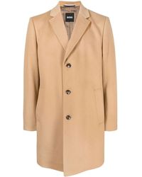 BOSS - Single-breasted Wool-cashmere Coat - Lyst