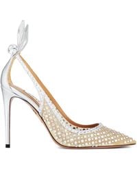 Aquazzura - Pumps Bow Tie Con Cristalli 105Mm - Lyst