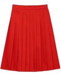 Prada - Pleated Gabardine Midi-Skirt - Lyst