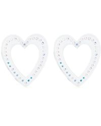 Safsafu - Big Heart Crystal-embellished Earrings - Lyst