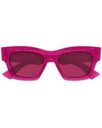 Gucci - Lunettes De Soleil À Monture Rectangulaire Et Monogramme Gg Embossé - Lyst