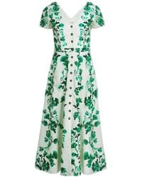 Saloni - Zoey Floral-Print Midi Dress - Lyst
