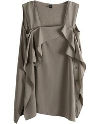 Y's Yohji Yamamoto - Ruffled Square-Neck Top - Lyst