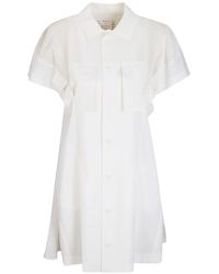 Sacai - Button Flap-Pocket Wool Midi Dress - Lyst