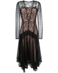 Alberta Ferretti - Floral-Lace Ruffled Midi Dress - Lyst