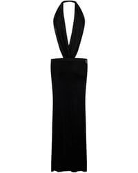 DSquared² - Deep-Cut Shiny Viscose Jersey Long Dress - Lyst