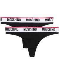 Moschino - Logo-waistband Jersey Thong - Lyst