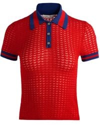 Alice + Olivia - Martha Pointelle Polo Shirt - Lyst