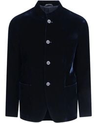 Giorgio Armani - Velvet Mandarin-Collar Blazer - Lyst