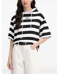 Joop! - Striped Logo-Embroidered Hoodie - Lyst