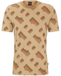 BOSS - Monogram-jacquard Short-sleeve T-shirt - Lyst