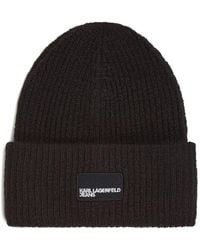 Karl Lagerfeld - Logo-Patch Ribbed Beanie - Lyst