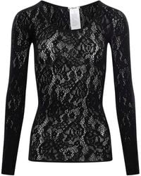 Wolford - Lace Semi-Sheer Long-Sleeve Blouse - Lyst