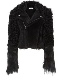 Fendi - Patchwork Shearling Biker Jacket - Lyst