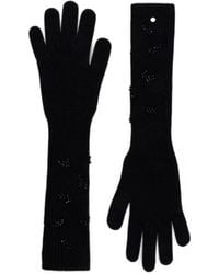 ARMANI EXCHANGE - Bead-Embellished Ribbed-Knit Gloves - Lyst