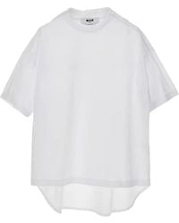 MSGM - Mesh Panel T-Shirt - Lyst