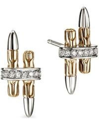 John Hardy - 14K And Sterling Spear Stud Diamond Earrings - Lyst