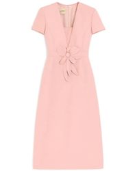 Valentino Garavani - Embroidered Crepe Couture Midi Dress - Lyst