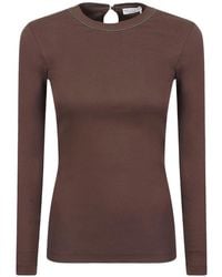 Brunello Cucinelli - Monili-Chain Ribbed Top - Lyst