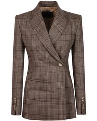Dondup - Check-Pattern Double-Breasted Jacket - Lyst