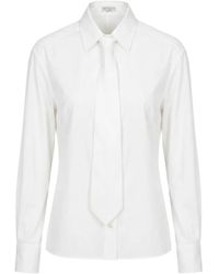 Brunello Cucinelli - Tie-Detail Long-Sleeve Shirt - Lyst