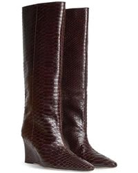 Cynthia Rowley - Snake-Embossed Leather Wedge Boots - Lyst