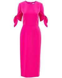 Carolina Herrera - Tie-Sleeve Midi Dress - Lyst