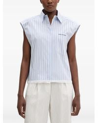 Isabelle Blanche - Lace-Trim Striped Sleeveless Shirt - Lyst
