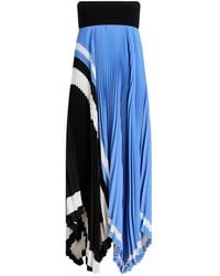 Proenza Schouler - Pleated Patterned Asymmetric Party Dress - Lyst