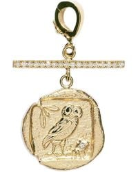 Azlee - 18K Owl Athena Diamond Pendent - Lyst