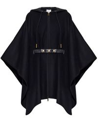 Moncler - Poncho Ceinturé À Capuche - Lyst