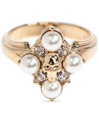McQueen - Skull Pearl Ring - Lyst