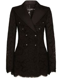 Dolce & Gabbana - Lace Double-breasted Blazer Jacket - Lyst