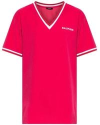 Balmain - ストライプトリム Vネック ミニドレス - Lyst