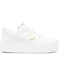 Prada - Baskets Downtown À Plateforme En Cuir - Lyst