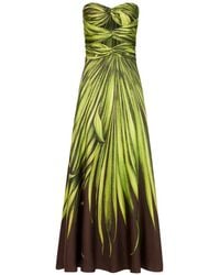 Oscar de la Renta - Palm Leaves Silk Twill Cocktail Dress - Lyst