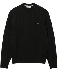 Lacoste - Cable-Knit Wool Crew-Neck Sweater - Lyst