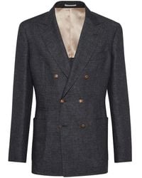 Brunello Cucinelli - Double-Breasted Linen Blazer - Lyst
