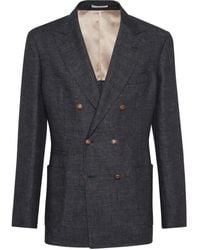Brunello Cucinelli - Double-Breasted Linen Blazer - Lyst