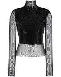 Sportmax - Rhinestone-Embellished Mesh Top - Lyst