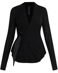 Rick Owens - Tie-Front Long-Sleeve Cardigan - Lyst