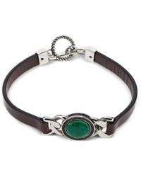 Roberto Cavalli - Leather Chain-Link-Stone Bracelet - Lyst