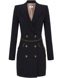 Elisabetta Franchi - Chain-Embellished Double-Breasted Dress - Lyst