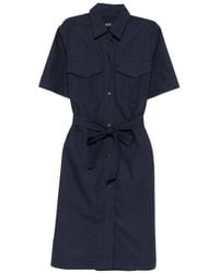 A.P.C. - Belted Short-Sleeve Shirt Dress - Lyst