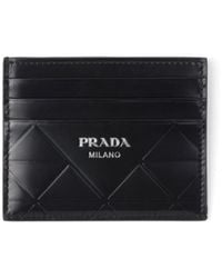 Prada - Black Leather Card Holder - Lyst